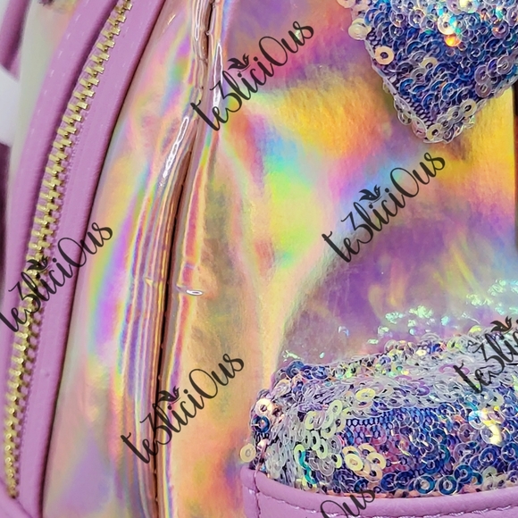 DISNEY PARKS LOUNGEFLY EARIDESCENT PINK BACKPACK - Picture 11 of 11